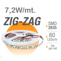 Tira LED 5 mts Flexible ZIG-ZAG 36W 300 Led SMD 2835 IP20 Blanco Neutro Serie Profesional
